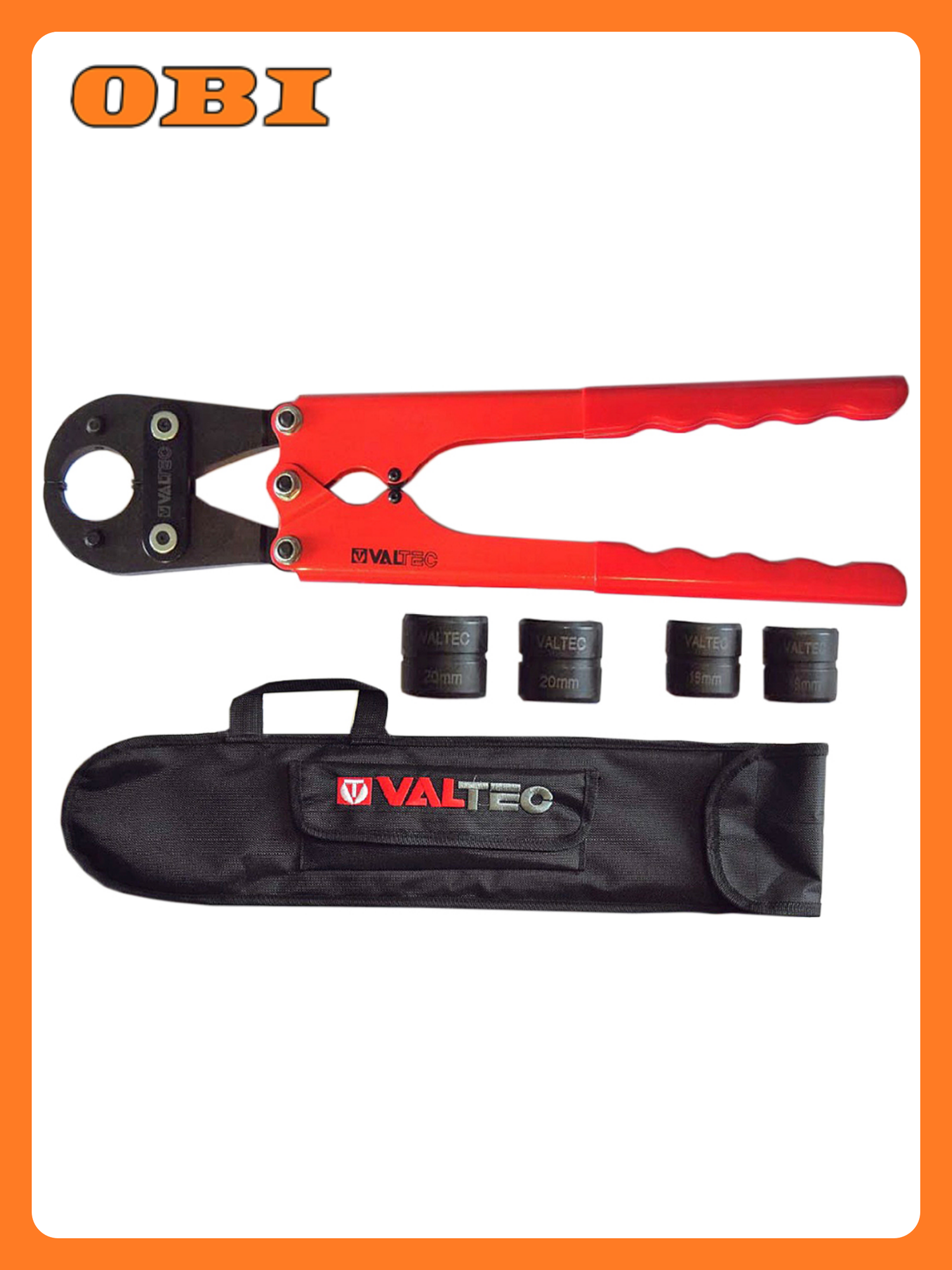 Пресс-инструмент малогабаритный ручной VALTEC с комплектом насадок 16 и 20