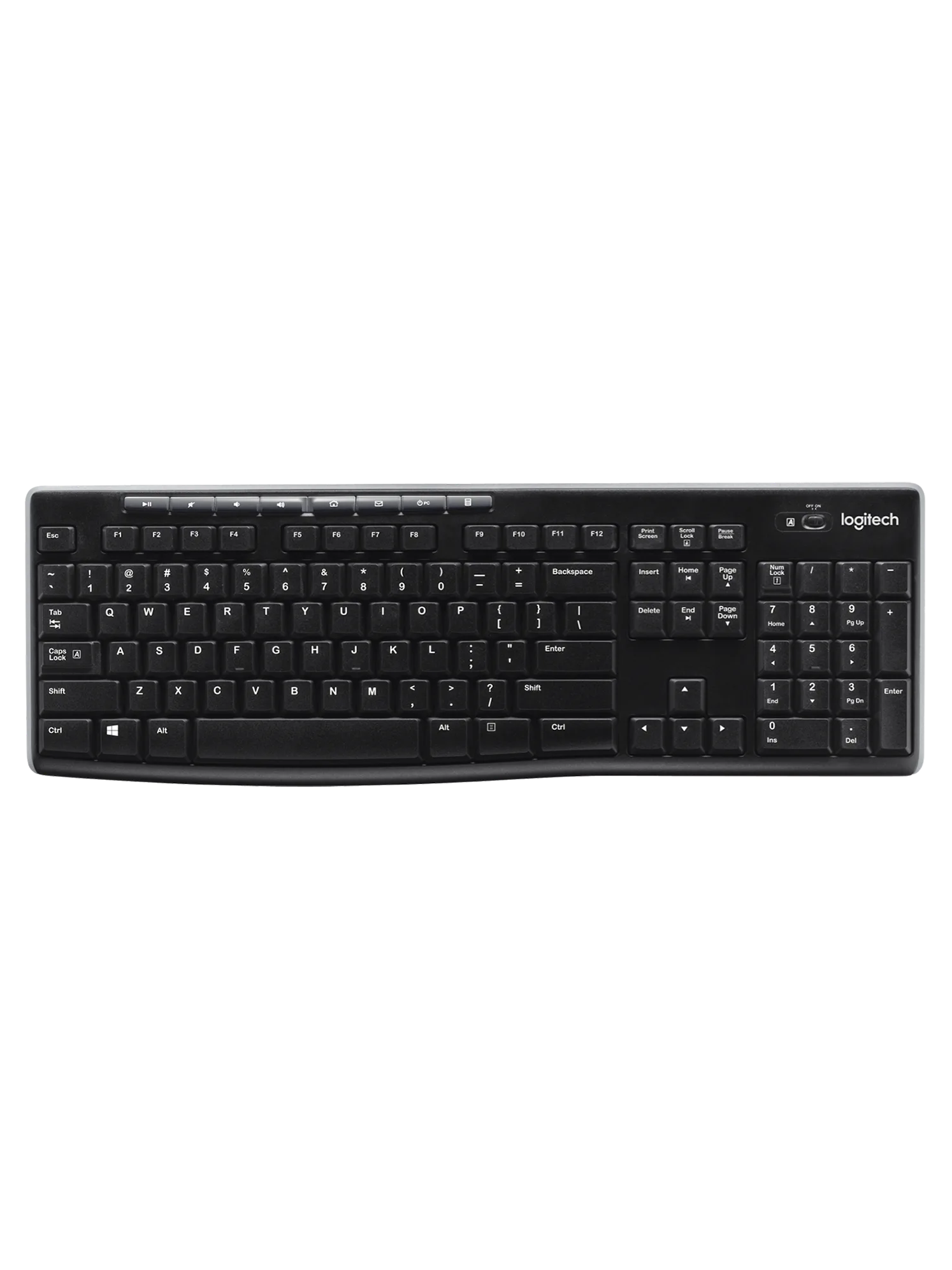 Мембранная Logitech K270, black, для настольного компьютера, беспроводная, радиоканал/USB, без подсветки