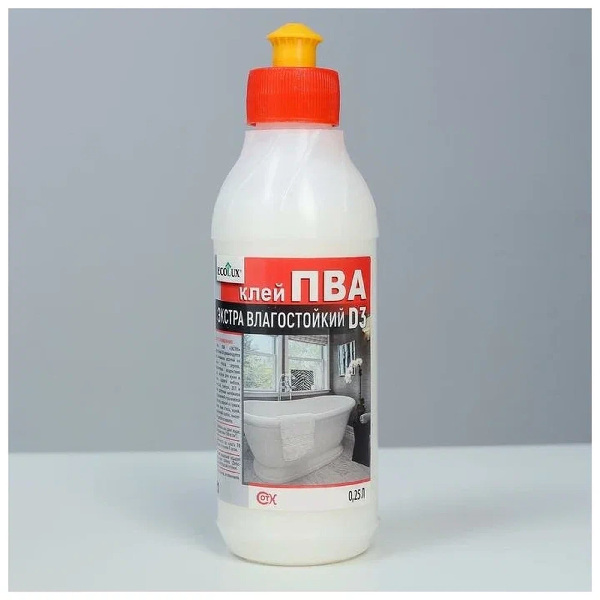 Клей ПВА Сот-Комби ECOLUX, влагостойкий, прозрачный, 250 мл