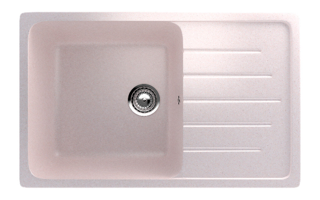 Каменная мойка для кухни врезная EcoStone ES-19, 750*495мм, прямоугольная, цвет светло-розовый/Раковина для кухни - фотография № 1