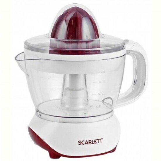 Соковыжималка цитрусовая Scarlett SC-JE50C06 25Вт рез. сок:700мл. белый/красный