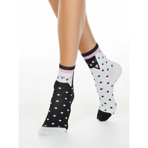 Носки Conte, 3 уп., размер 23/25(36-39), белый, черный 5 шт женские хлопковые носки с мультяшным принтом