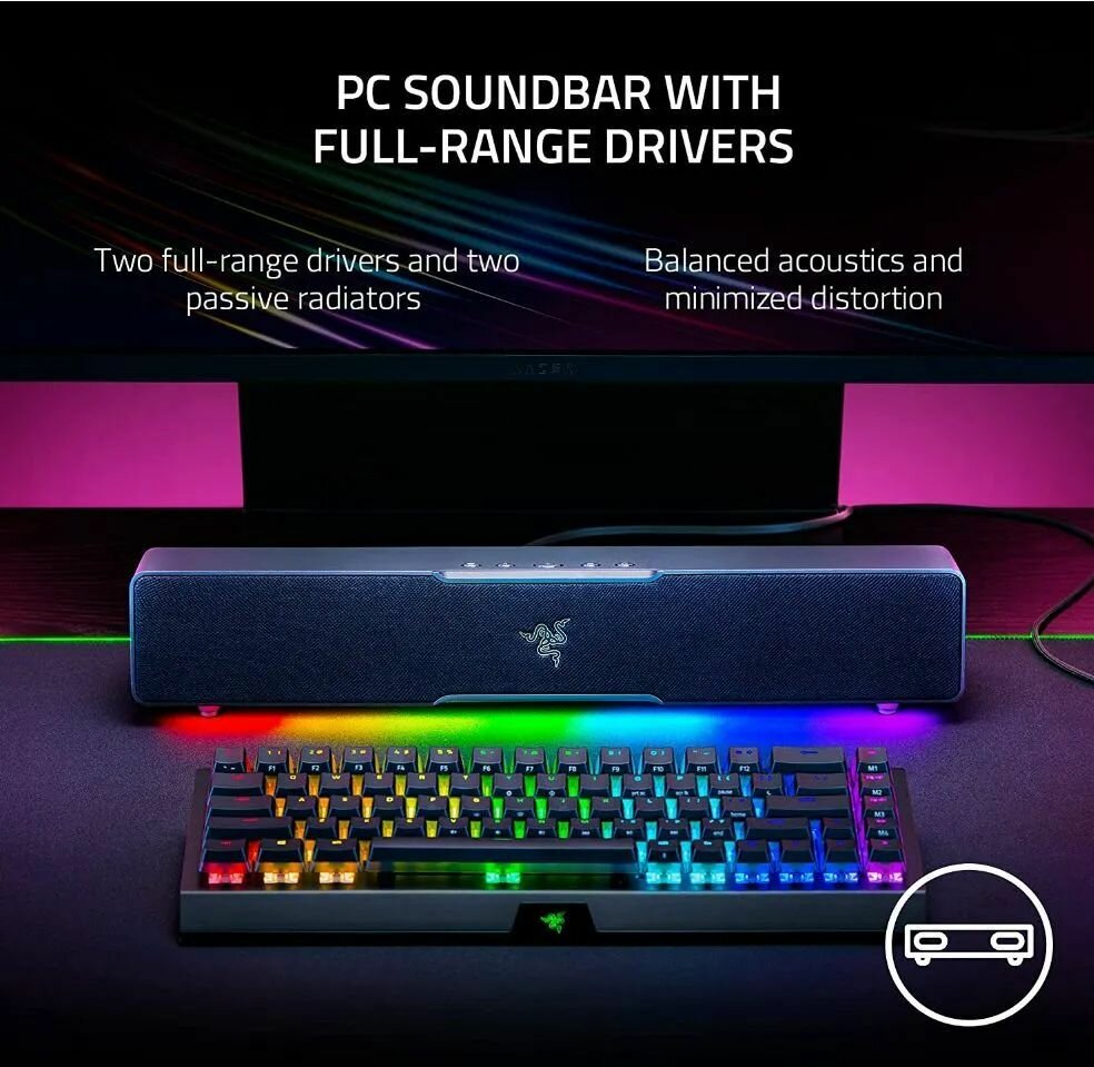 Саундбар игровой Razer Leviathan V2X Full-range drive unit CHROMA RGB(RAZER AUDIO APP), Черный — фото 1