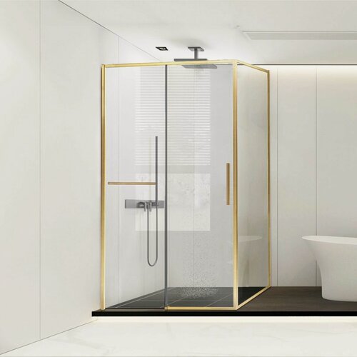 Изображение товара Душевой уголок Vincea Слим Софт (Slim Софт (Soft)) VSR-1SS8014CLG, 1400*800, брашированное золото, стекло прозрачное