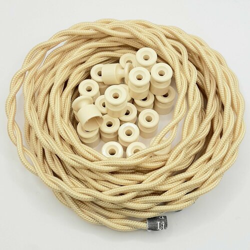 Витой ретро провод BIRONI Бирони 2х25 матовый 10 муп B1-425-719-N цвет песочное ЗОЛОТО Изолятор BIRONI песочное золото 30 шт 4591₽