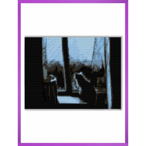 Алмазная мозаика на подрамнике - вышивка Кот в ночи в комнате 30 х 40 см 1750₽