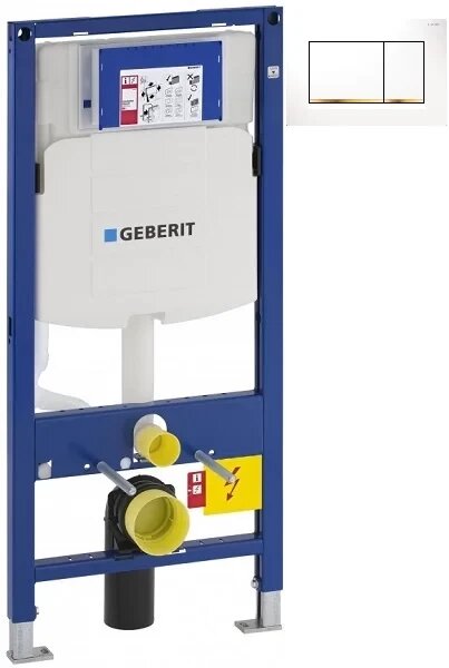 Инсталляция для унитаза Geberit Duofix Sigma 30 111.300.00.5 + 111.815.00.1 + 115.883. KK.1 с кнопкой смыва белый/золотой/белый