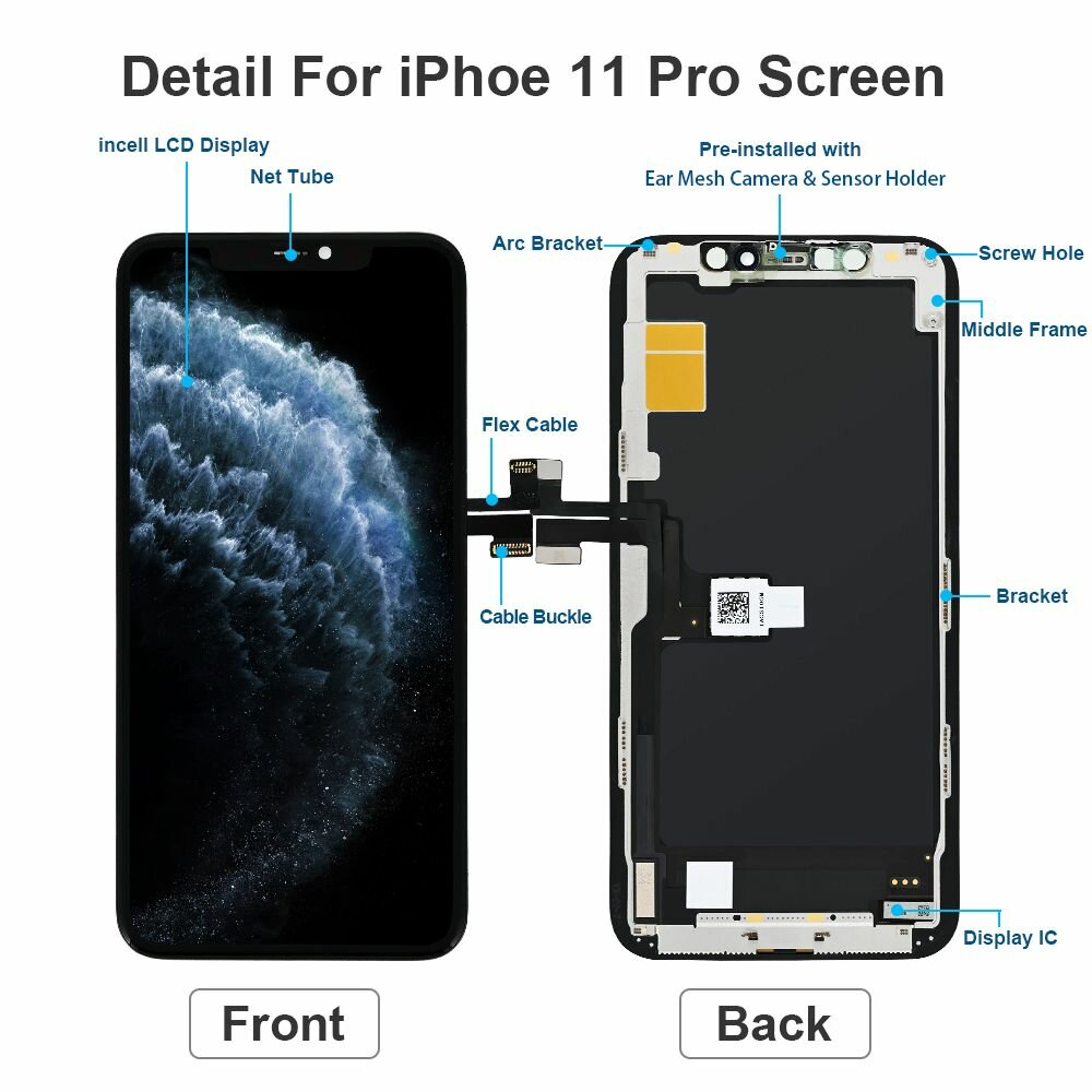 Дисплей Moshi, для iPhone 11 Pro, Incell, черный
