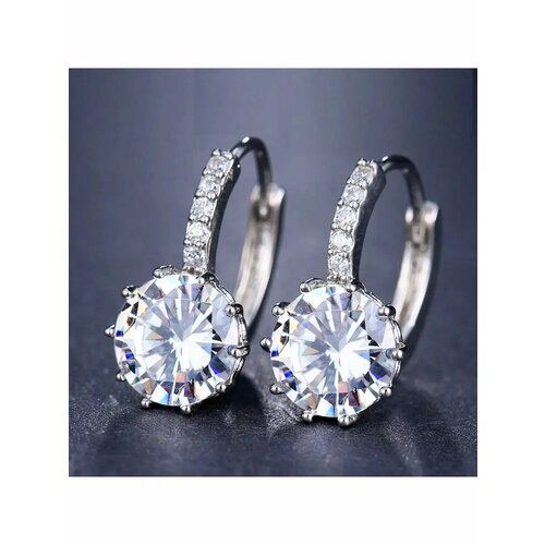 фото Серьги, фианит, серебряный, белый, бесцветный be self true jewel