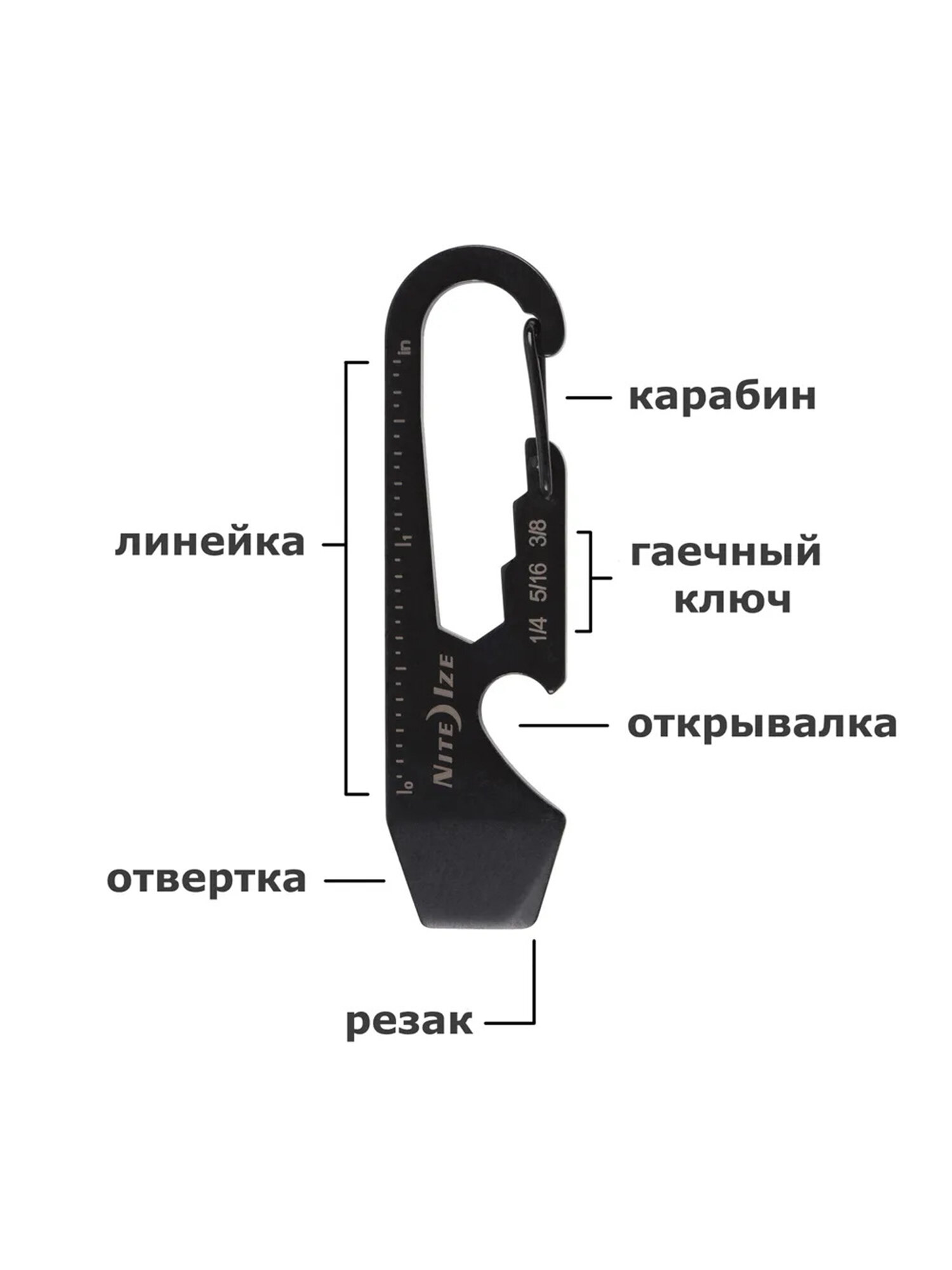 Мультитул-брелок edc Nite Ize DoohicKey Key Tool - Черный — фото 1