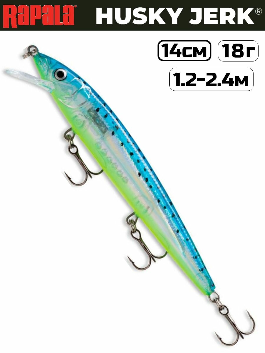 Воблер RAPALA Husky Jerk HJ14 / 14 см, 18 г, цвет GBM