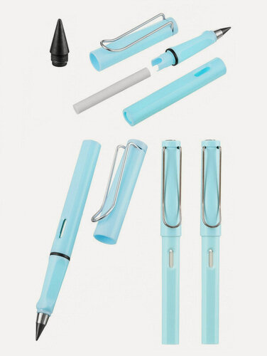 Изображение товара Набор из 3 Вечных карандашей с ластиком 13,7 см корпус голубой
