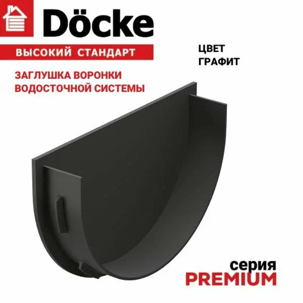 Заглушка воронки водосточной системы Docke Premium, RAL 7024, графит