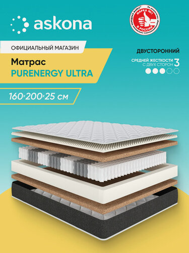 Изображение товара Матрас анатомический Askona (Аскона) PurEnergy Ultra 160x200 см