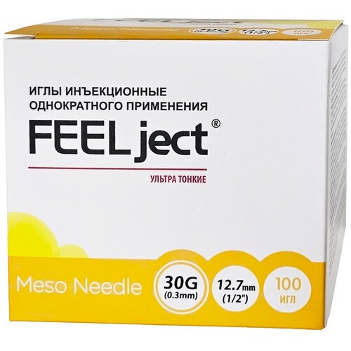 FEELTECH Игла одноразовая стерильная Feelject 0,30 х 12,7 мм (30G), 100 шт