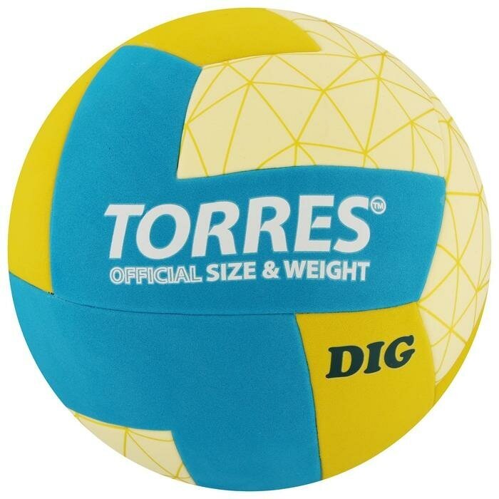 TORRES Мяч волейбольный TORRES Dig, TPE, клееный, 12 панелей, р. 5