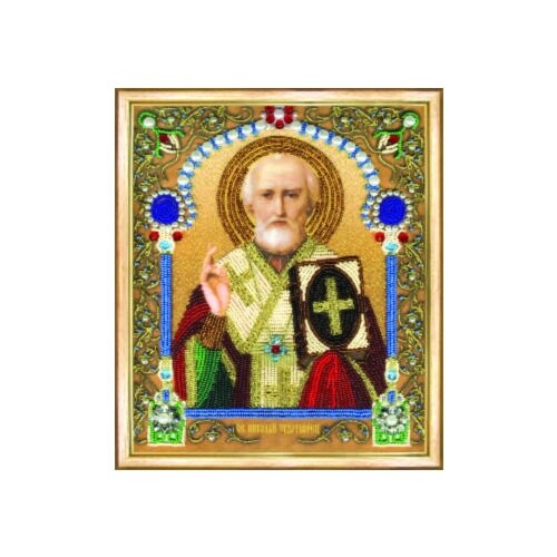 фото Набор для вышивания бисером "икона святителя николая чудотворца", 20,5x24 см, арт. б-1206 crystal art