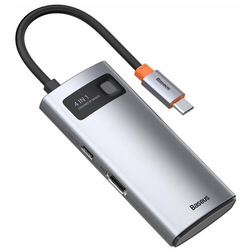 Хаб /Многофункциональный концентратор Baseus Metal Gleam 4в1 USB Type C - Мощность USB Type C 100 Вт хаб baseus metal gleam 9в1 многофункциональный концентратор usb type c 3x usb 3 2 серый