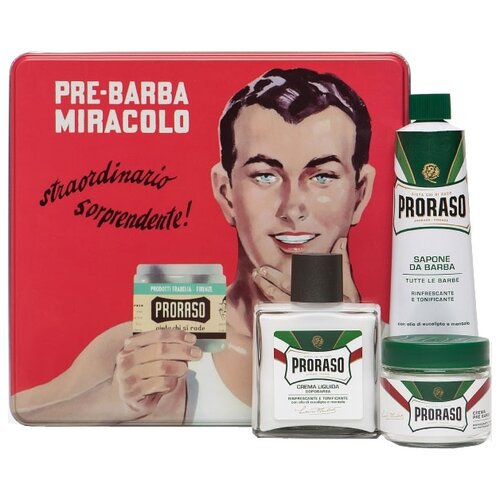 Набор для бритья Gino Vintage Selection Tin Green Range Proraso крем до бритья proraso pre shave eucalyptus menthol