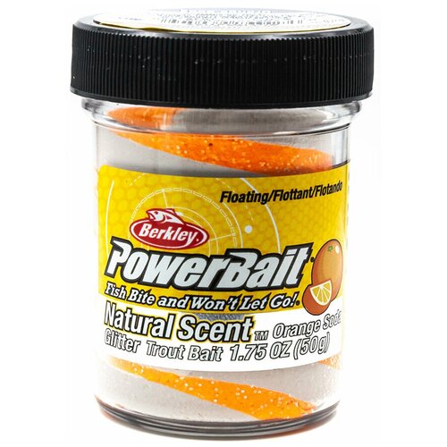 Форелевая паста BERKLEY PowerBait Natural SCENT Glitter 50 гр (Апельсин Сода)