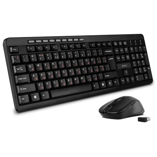SVEN KB-C3400W Набор беспроводные клавиатура и мышь чёрные (USB, 113 кл, 6 кнопок, 1600 dpi)