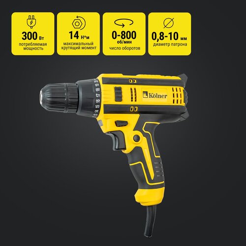Дрель-шуруповерт Kolner KED 300V кн300вед 300 Вт без аккумулятора 2250₽
