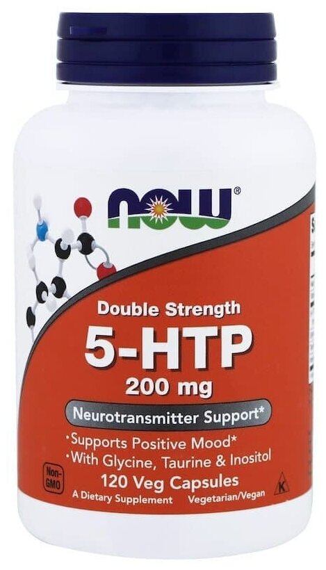 Now Foods 5-HTP 5-гидрокситриптофан двойной концентрации 200 мг, 120 капсул