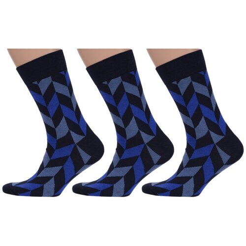 фото Комплект из 3 пар мужских носков moscowsocksclub nm-427, темно-синие, размер 25 (38-40)