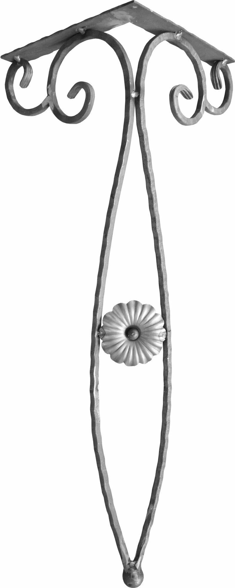 Ножка кованая 710 мм стальная опора для мебели; незаурядный элемент декора; прочное и надежное крепление для фуршетного стола барного стула или мангала цвет лунный рок