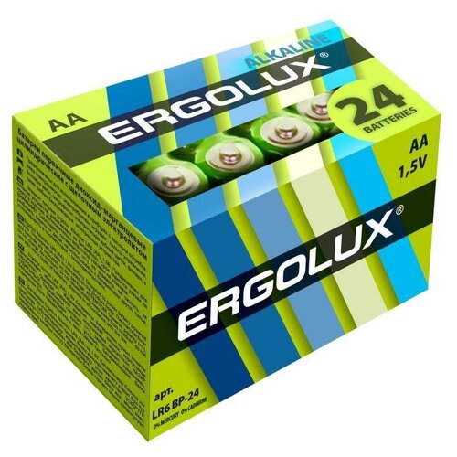 Ergolux Элемент питания алкалиновый AA/LR6 1.5В Alkaline BP-24 (уп.24шт) Ergolux 14212 батарейка duracell аа lr06 lr6 alkaline basic алкалиновая 1 5 в блистер 4 шт 81480360