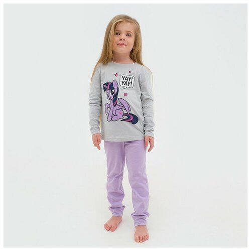 Пижама Kaftan, размер Пижама детская для девочки My Little Pony, рост 122-128, серый, фиолетовый