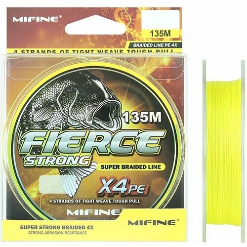 плетеный шнур power pro 135м белая 0 10 5кг Плетеный шнур для рыбалки MIFINE FIERCE STRONG X4PE (135м); (d - 0,14мм); (тест - 10,3кг)