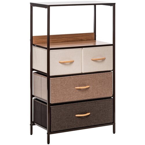 Комод Leset Локи 4 ящ, цвет Коричневый, ящики Бежевый, Светло-коричневый, Темно-коричневый