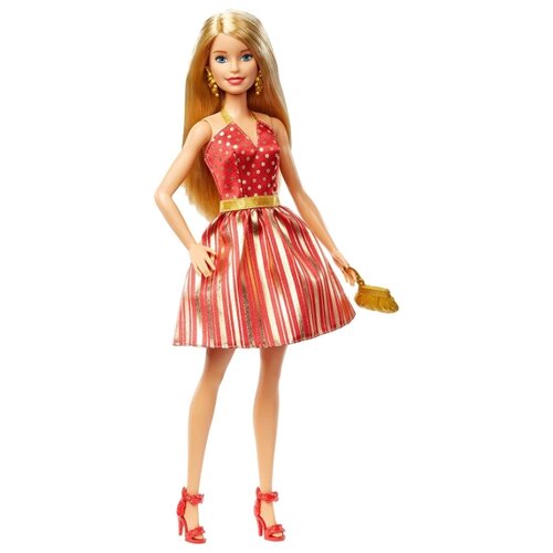 фото Кукла mattel игрушки барби барби holiday блондинка золотое платье