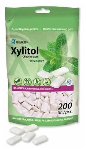 Xylitol Chewing Gum Spearmint жевательная резинка со вкусом свежей мяты 200 подушечек - фотография № 3