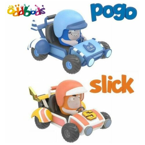 Игровой набор фигурки Слик и Пого гонщики на мини-картингах (Чуддики) Oddbods Slick  & Pogo 