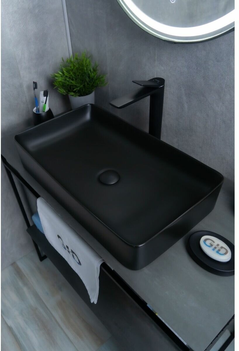 Накладная черная раковина для ванной Gid BM9396 - фотография № 8