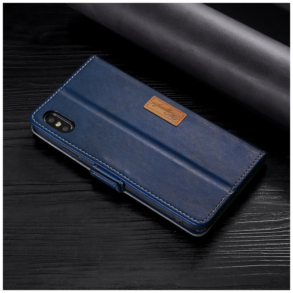 Чехол-книжка MyPads Cassa Della Borsa для Samsung Galaxy A8+ plus (2018) SM-A730F/DS из эко-кожи с отделением для банковских карт и визиток серо-си