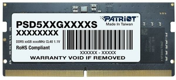 Оперативная память для ноутбука 16Gb (1x16Gb) PC5-38400 4800MHz DDR5 SO-DIMM CL40 Patriot Signature PSD516G480081S