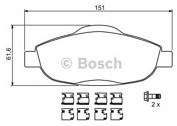 Колодки дисковые передние для peugeot 308 1.4/1.6 07 Bosch 0986494261