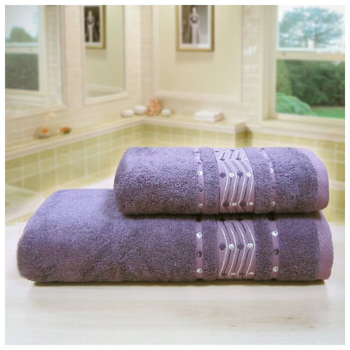 фото Махровое полотенце АЗ Бамбук зигзаг м4006_17 M 50* 90 фиол