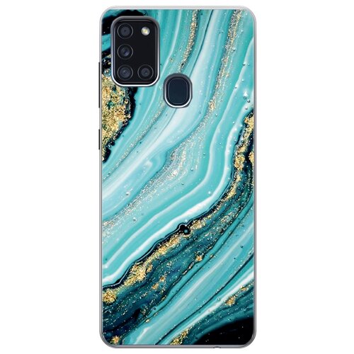 фото Ультратонкий силиконовый чехол-накладка clearview для samsung galaxy a21s с принтом "green marble" gosso