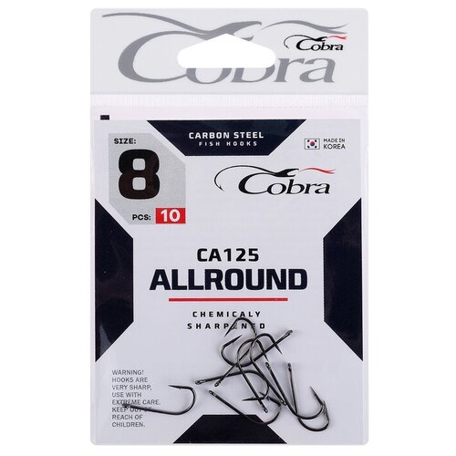 kryuchki cobra struger ser ca125 razmer 006 10 sht Крючки Cobra ALLROUND, серия CA125, № 8, 10 шт.