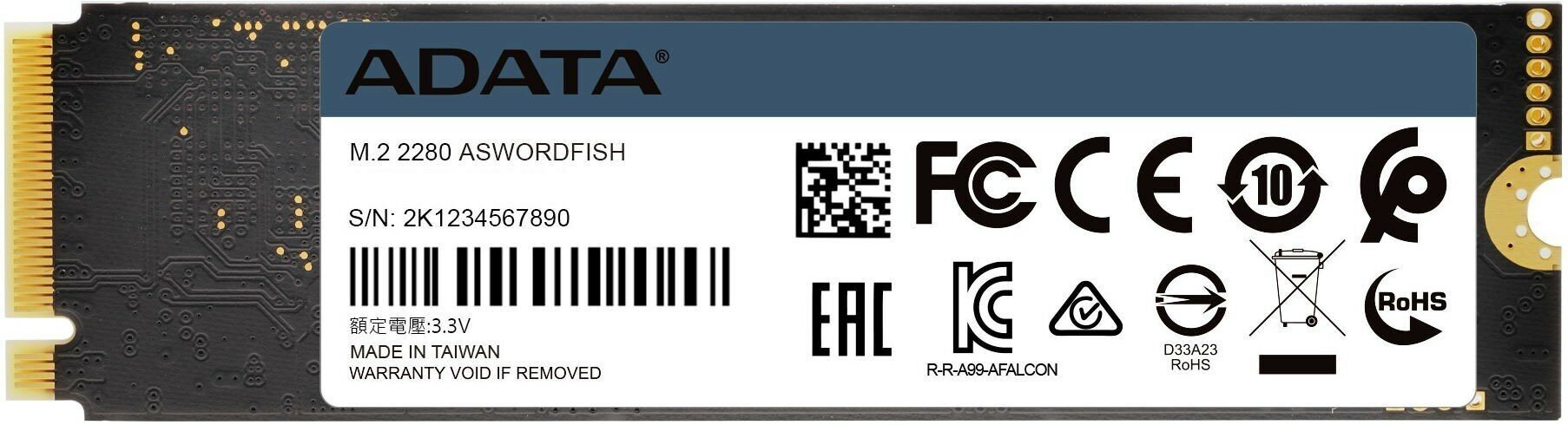 SSD накопитель A-DATA Wordfish 1ТБ, M.2 2280, PCI-E x4, NVMe - фото №7