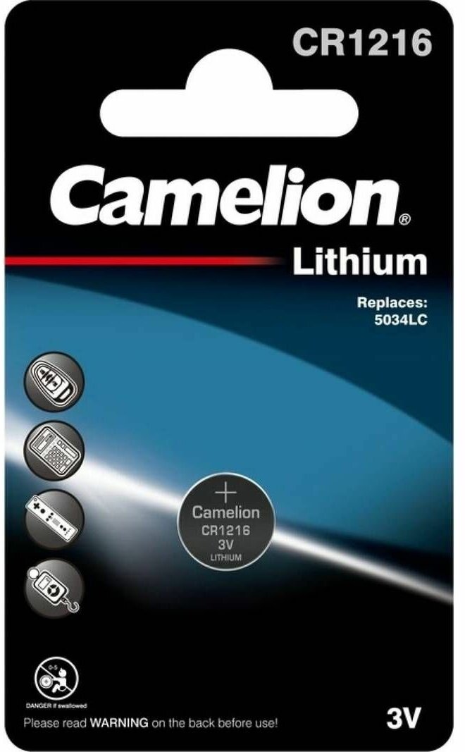 Батарейки литиевые Camelion - тип CR1216, 3В, 1 шт.