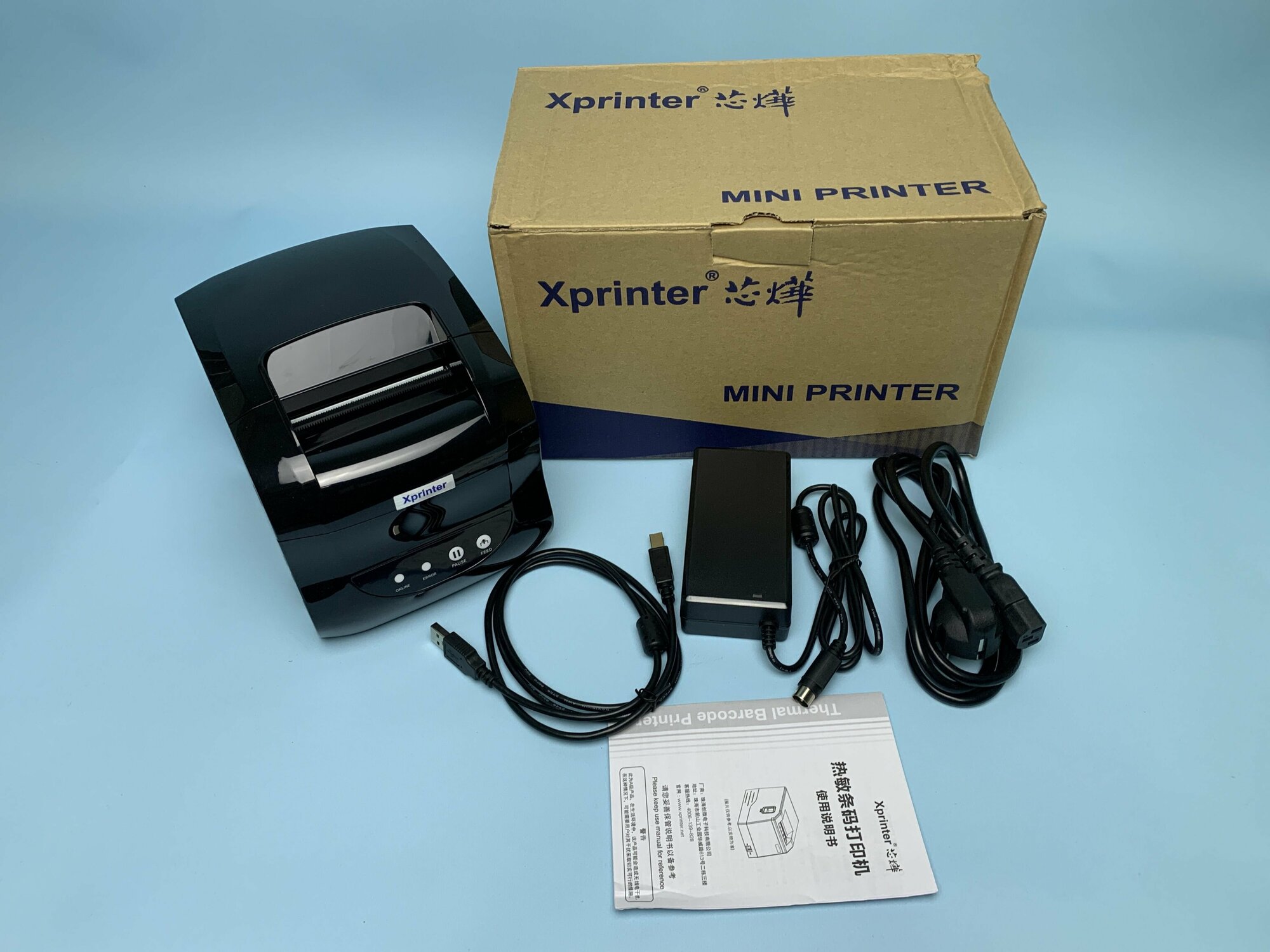 Принтер штрих-кода/чеков/наклеек термо Xprinter XP-365B USB+ BlueTooth печать с андройда
