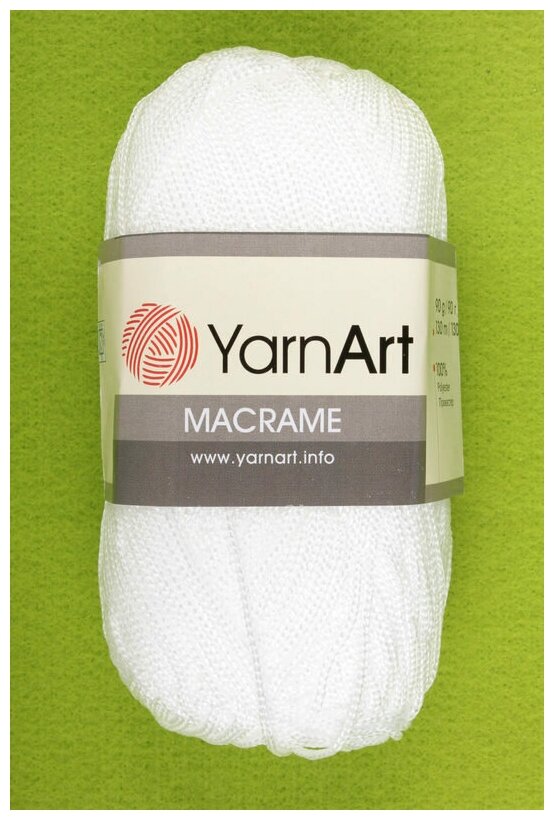 Пряжа YarnArt Macrame ЯрнАрт Макраме Шнур для плетения макраме, 154 белый, 90 г 130 м, полиэстер, 2 шт