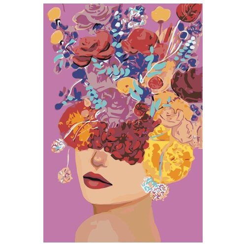 Картина по номерам Портрет в цветах, 40x60 см
