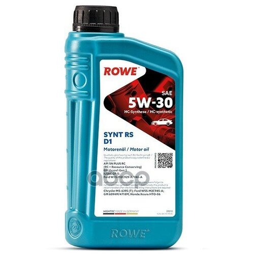 ROWE Cинтетическое Моторное Масло Hightec Synt Rs D1 Sae 5W-30 1Л.