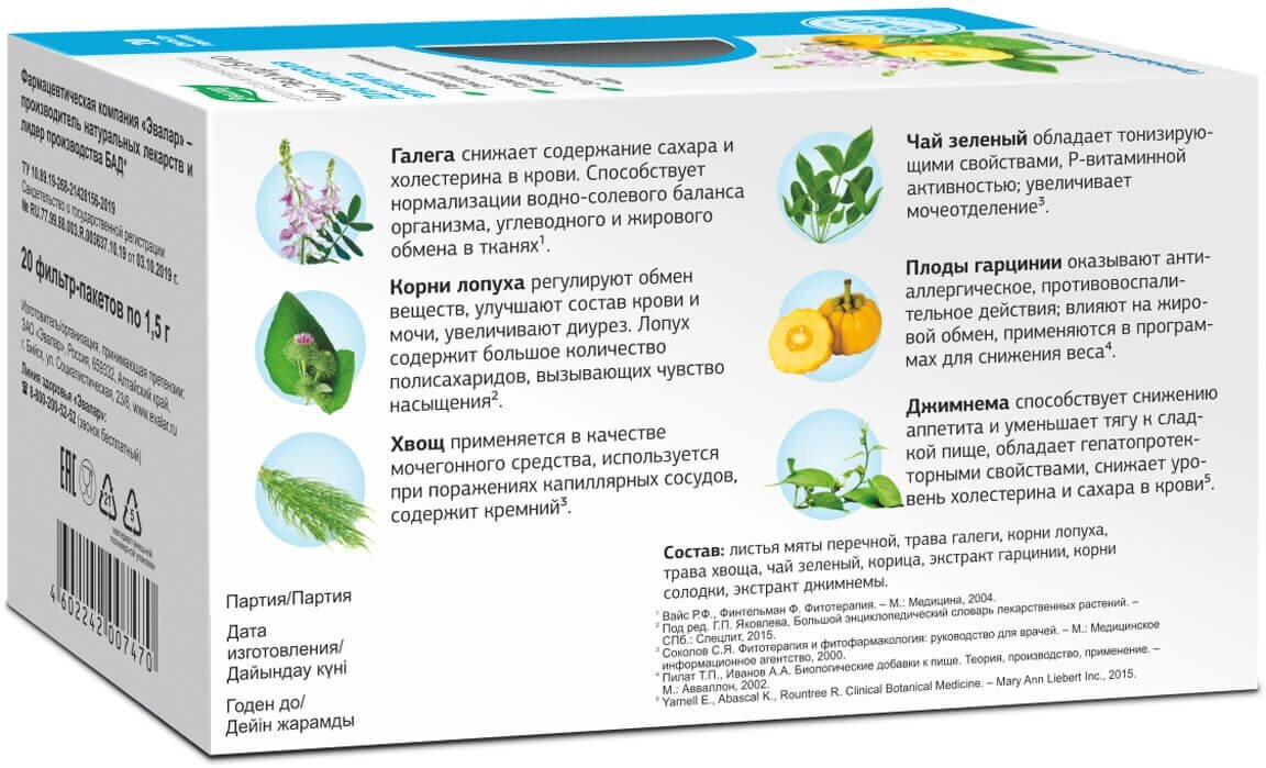 Эвалар чай Био Для контроля аппетита ф/п, 1.5 г, 20 шт., мята